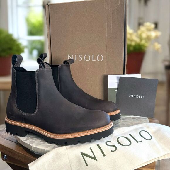 Nisolo Go‑To Lug Waterproof Leather Chelsea Chore Boot 2.0 All Weather Mens Size - Picture 2 of 16